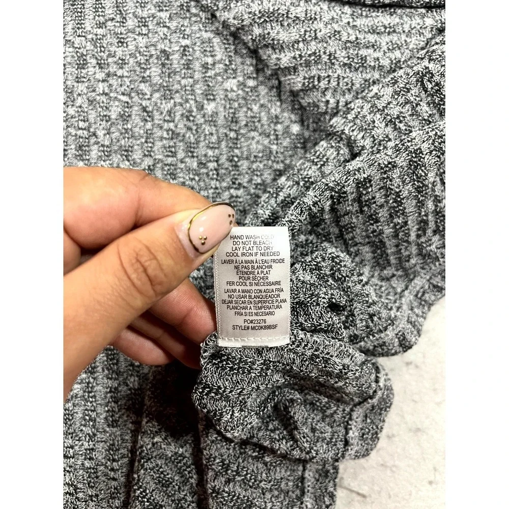 Bobeau Sweater Dress Womens Small Heather Gray Tight Knit Ribbed V Neck Thermal